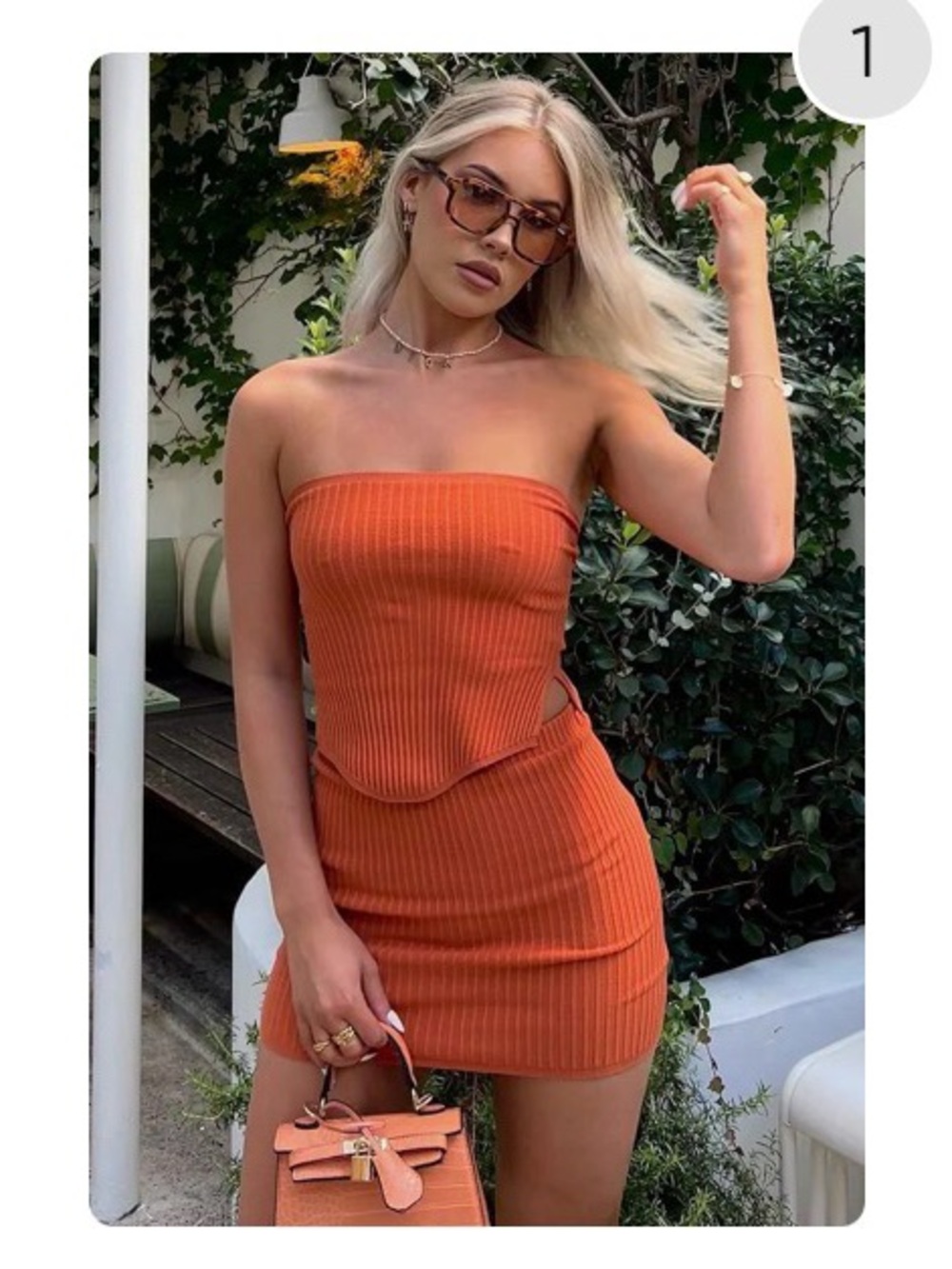 white fox - ribbed skirt set